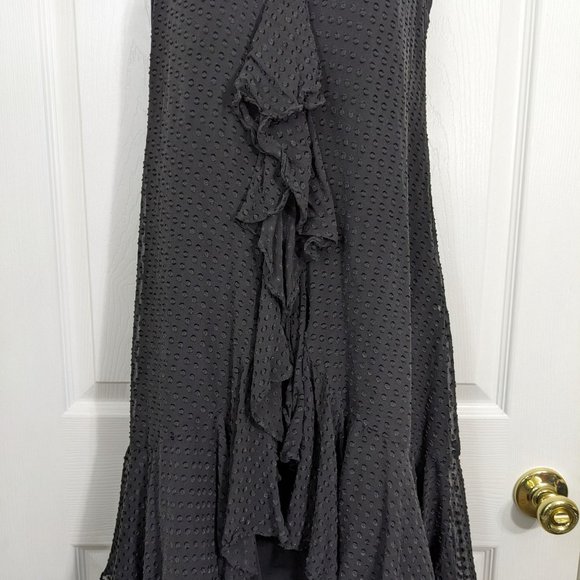 CHLOÉ RARE Black 100% Silk Chiffon Front Ruffle Layered Ruffled Hem Dress - 6 - Picture 4 of 14